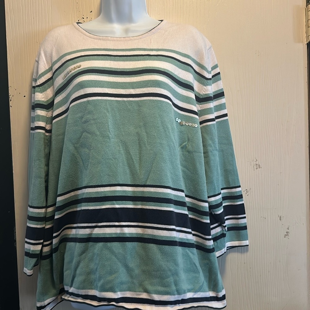 Alfred Dunner Striped Sequin Embellished Sweater -Size 2XL - Excellent Condition